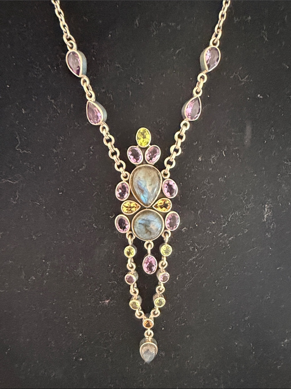 Nicky Butler Vintage 925 India Multi-Stone Pendant Necklace retired